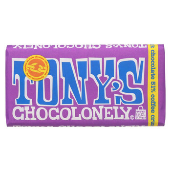 Tony's Chocolonely Bar - Dark Coffee Crunch - Case of 15 - 6 oz.