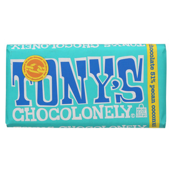 Tony's Chocolonely Bar - Dark Pecan Coconut - Case of 15 - 6 oz.