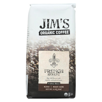 Jim's Organic Coffee - Whole Bean - French Roast - Case of 6 - 11 oz.