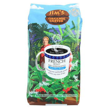 Jims Organic Coffee Coffee Beans - Organic - French Roast - Decaf - 11 oz - case of 6