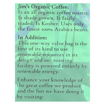 Jims Organic Coffee Coffee Beans - Organic - French Roast - Decaf - 11 oz - case of 6