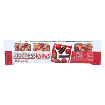 Goodness Knows Bar - Cranberry - Almond - Dark Chocolate - Case of 12 - 1.2 oz