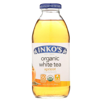 Inko's White Organic White Tea - Apricot - Case of 12 - 16 Fl oz.