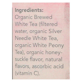 Inko's White Tea - Organic Tea - Unsweetened Honeysuckle - Case of 12 - 16 Fl oz.