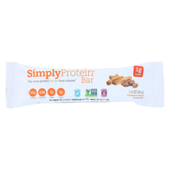 SimplyProtein Protein Bar - Cinnamon Pecan - 1.41 oz - Case of 12