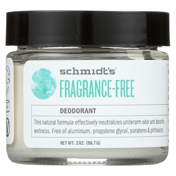 Schmidt's Natural Deodorant Jar - Fragrance Free - 2 oz.