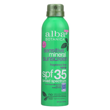 Alba Botanica Mineral Spray Sunscreen - Fragrance Free - 6 oz. Alba Botanica Mineral Spray Sunscreen - Fragrance Free - 6 oz.