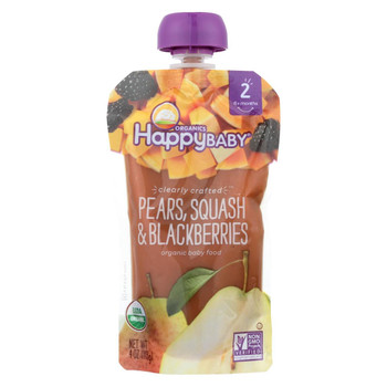 Happy Baby Happy Baby Clearly Crafted - Pears Squash and Blackberries - Case of 16 - 4 oz. Happy Baby Happy Baby Clearly Crafted - Pears Squash and Blackberries - Case of 16 - 4 oz.