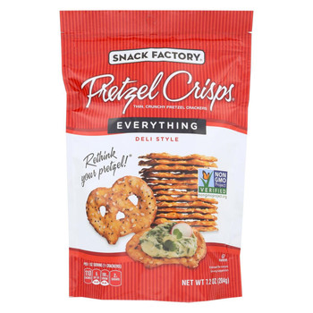 Pretzel Crisp Pretzel Crisps - Everything - Case of 12 - 7.2 oz.