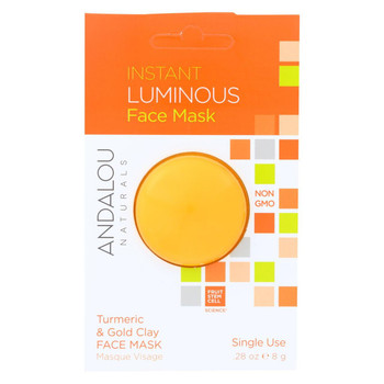 andalou Naturals Instant Luminous Face Mask - Turmeric & Gold Clay - Case of 6 - 0.28 oz