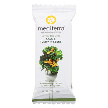 Mediterra Nutrition Savory Bar - Kale and Pumpkin Seeds - Case of 12 - 1.23 oz.