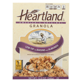Heartland Granola Cereals - Low Fat with Raisin - Case of 6 - 12 oz.