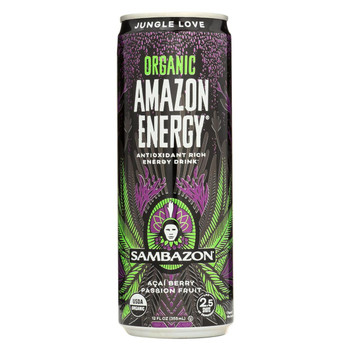 Sambazon Organic Energy Drink - Jungle Love - Case of 24 - 12 Fl oz.