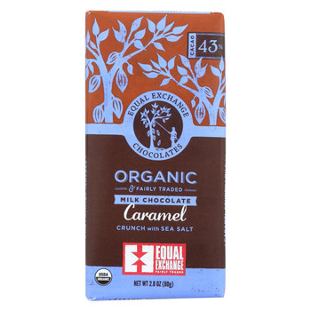 Equal Exchange Organic Dark Chocolate Caramel Crunch with Sea Salt - Caramel Crunch - Case of 12 - 2.8 oz.