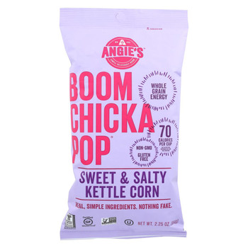Angie's Kettle Corn Boom Chicka Pop Sweet and Salty Popcorn - Case of 12 - 2.25 oz. Angie's Kettle Corn Boom Chicka Pop Sweet and Salty Popcorn - Case of 12 - 2.25 oz.
