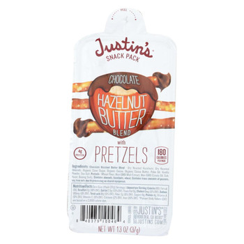 Justin's Nut Butter Snack Pack - Chocolate Hazelnut Butter with Pretzels - Case of 6 - 1.3 oz.