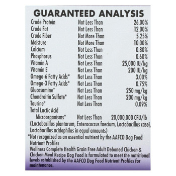 Wellness Pet Products Dog Food - Grain Free - Chicken Recipe - Case of 6 - 4 lb. Wellness Pet Products Dog Food - Grain Free - Chicken Recipe - Case of 6 - 4 lb.