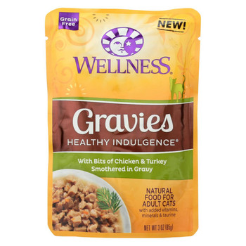 Wellness Pet Products Cat Food - Gravies with Bits of Chicken and Turkey Smothered In Gravy - Case of 24 - 3 oz.