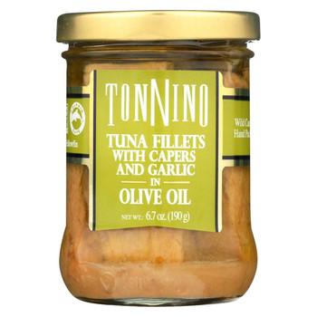 Tonnino Tuna Fillets - Capers and Garlic, Olive Oil - Case of 6 - 6.7 oz.