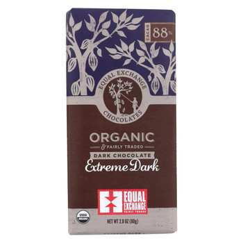 Equal Exchange Organic Chocolate Bar - Extreme Dark - Case of 12 - 2.8 oz. Equal Exchange Organic Chocolate Bar - Extreme Dark - Case of 12 - 2.8 oz.