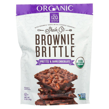 Sheila G's Organic Brownie Brittle - Pretzel and Dark Chocolate - Case of 12 - 5 oz.