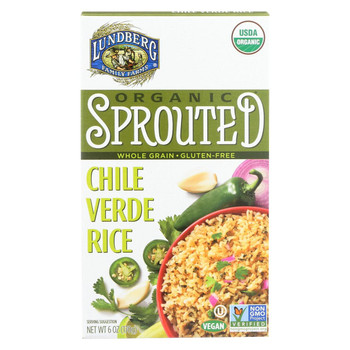 Lundberg Family Farms Organic Sprouted Rice - Chile Verde - Case of 6 - 6 oz