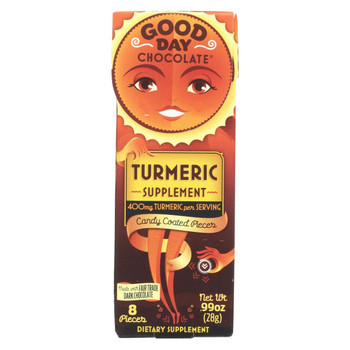 Good Day Chocolate Chocolate Pieces - with Turmeric - Case of 12 - .99 oz Good Day Chocolate Chocolate Pieces - with Turmeric - Case of 12 - .99 oz