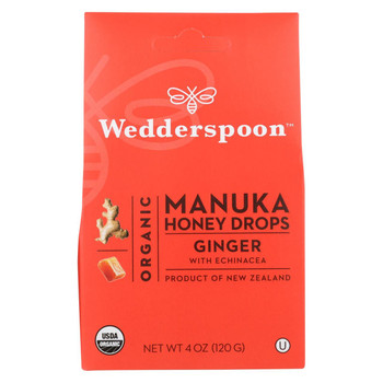 Wedderspoon Drops - Organic - Manuka - 15+ - Ginger - 4 oz Wedderspoon Drops - Organic - Manuka - 15+ - Ginger - 4 oz