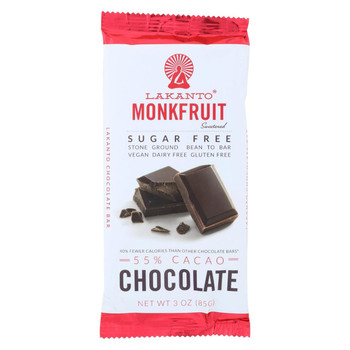 Lakanto - Monkfruit Sweetened Chocolate Bar - 55% Cocoa - Case of 8 - 3 oz.