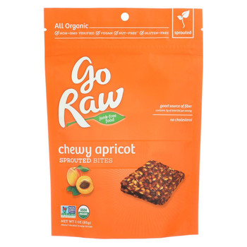 Go Raw - Organic Sprouted Bites - Chewy Apricot - Case of 12 - 3 oz. Go Raw - Organic Sprouted Bites - Chewy Apricot - Case of 12 - 3 oz.