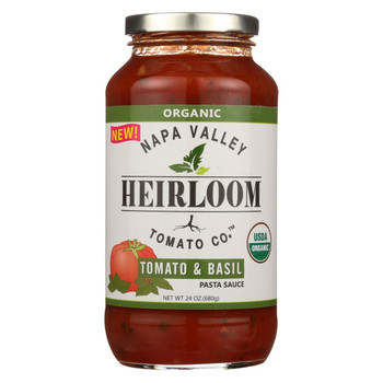 Napa Valley Heirloom Tomato Organic Pasta Sauce - Tomato and Basil - Case of 6 - 24 oz.