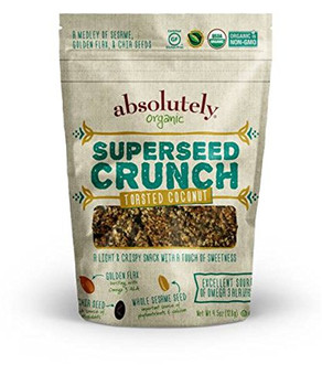 Absolutely Gluten Free Organic Superseed Crunch - Toasted Coconut - Case of 6 - 4.5 oz