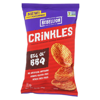 Crinklecrisps Popped Potato Crinkle Chips - Sweet BBQ - Case of 12 - 3.5 oz.