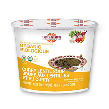 Taste Adventure Organic Curry Lentil Soup Cups - Case of 6 - 2.5 oz.