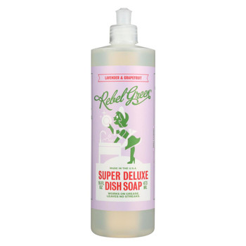 Rebel Green Dish Soap - Lavender and Grapefruit - Deluxe - Case of 4 - 16 fl oz Rebel Green Dish Soap - Lavender and Grapefruit - Deluxe - Case of 4 - 16 fl oz