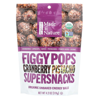 Made in Nature Figgy Pops - Cranberry Pistachio - Case of 6 - 4.2 oz Made in Nature Figgy Pops - Cranberry Pistachio - Case of 6 - 4.2 oz