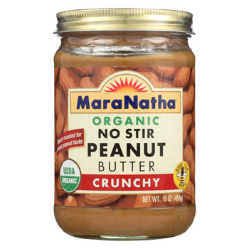 Maranatha Natural Foods Organic Peanut Butter - Crunchy - No Stir - Case of 6 - 16 oz