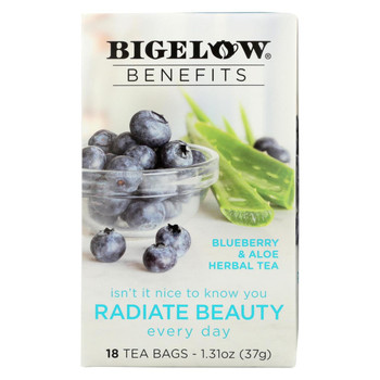 Bigelow Tea Tea - Blueberry Aloe Radiate Beauty - Case of 6 - 18 BAG Bigelow Tea Tea - Blueberry Aloe Radiate Beauty - Case of 6 - 18 BAG