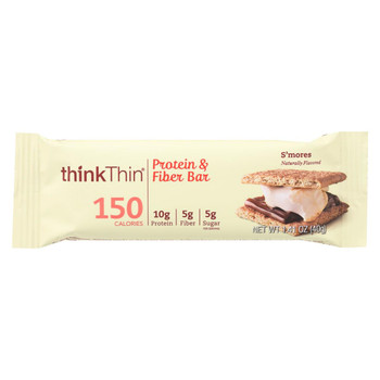 Think! Thin Protein and Fiber Bar - S'Mores - Case of 10 - 1.41 oz Think! Thin Protein and Fiber Bar - S'Mores - Case of 10 - 1.41 oz