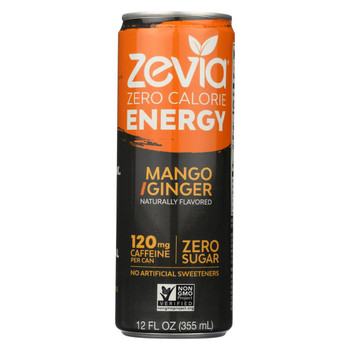 Zevia Zero Calorie Energy Drink - Mango/Ginger - Case of 12 - 12 fl oz Zevia Zero Calorie Energy Drink - Mango/Ginger - Case of 12 - 12 fl oz