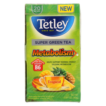 Tetley Tea - Green - Tropical with B6 - Case of 6 - 20 BAG
