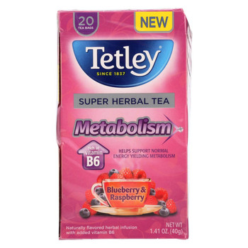 Tetley Tea - Herbal - Blueberry & Raspberry - Case of 6 - 20 BAG