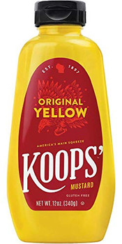 Koops' Mustard - Yellow - Org - Squeeze - Case of 12 - 12 oz