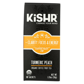 Kishr Coffee Fruit Tea - Organic - Turmeric Peach - Case of 6 - 1.76 oz