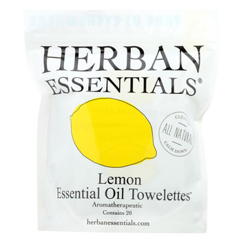 Herban Essentials Towelettes - Lemon - 20 Count