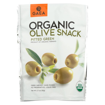 Gaea Olives - Organic - Green - Snack Pk - Case of 8 - 2.3 oz