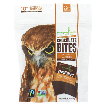 Endangered Species Chocolate Dark Chocolate Squares - with Sea Salt and Almonds - Case of 12 - 4.20 oz Endangered Species Chocolate Dark Chocolate Squares - with Sea Salt and Almonds - Case of 12 - 4.20 oz