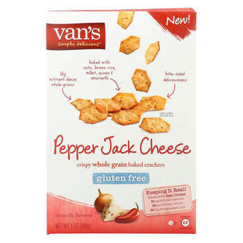 Van's Natural Foods Crackers - Peppr Jack Cheese - Case of 6 - 5 oz