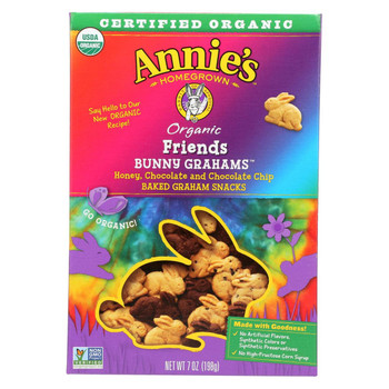 Annie's Homegrown Bunny Grahams Honey Chocolate And Chocolate Chip - Case Of 12 - 7 Oz