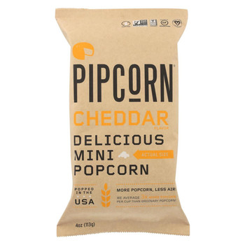 Pipcorn Mini Popcorn - Cheddar - Case of 12 - 4 oz